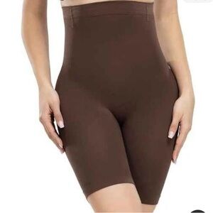 High-Waisted Brown Shapewear Shorts